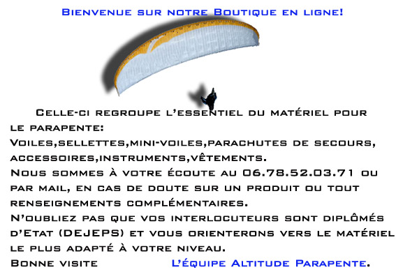 Bienvenu chez Altitude parapente.